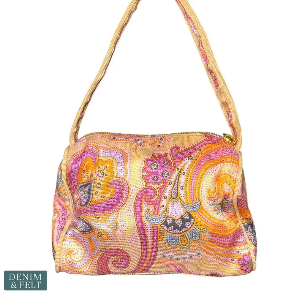 Etro Paisley Mini Zip Pouch Cosmetic‎ Bag Boho Festival Y2K Luxe Travel Designer